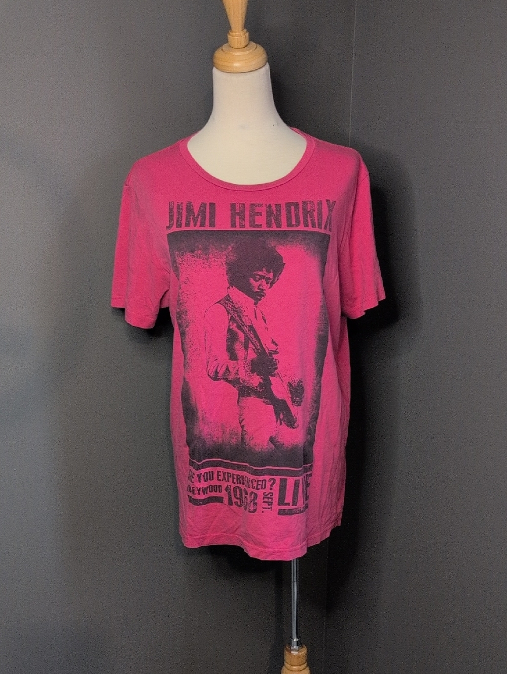 Aeropostale Jimi Hendrix Graphic Tee - Bright Pink with Black Print